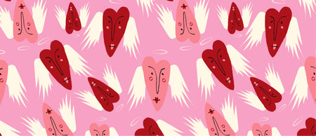 Love cartoon hearts Valentines Day backgroundの写真素材