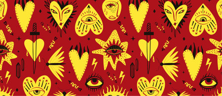 Love cartoon hearts Valentines Day backgroundの写真素材