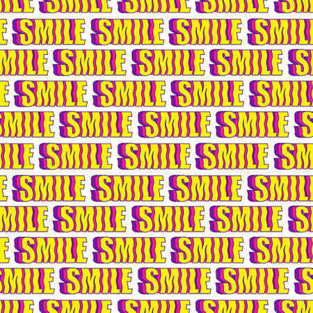 Bright playful funny pattern with quote word smileの写真素材