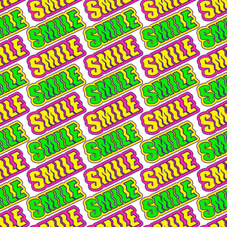 Bright playful funny pattern with quote word smileの写真素材