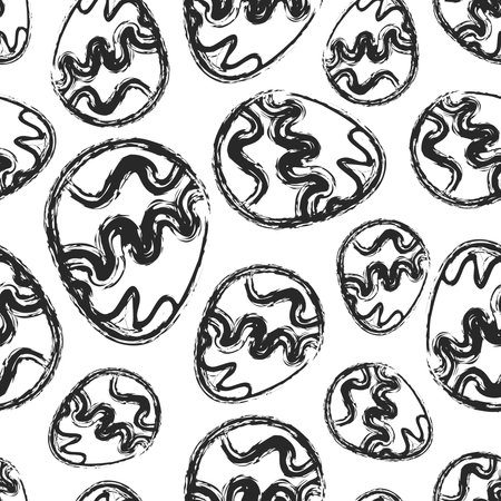 Easter seamless pattern with floral eggs and geometrical ornamentの写真素材