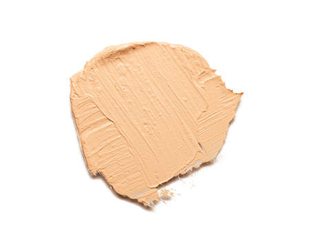 Liquid thick foundation concealer cream brush stroke smudge, cosmetic white isolated backgroundの写真素材