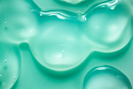 green water texture with bubbles close up abstract background for design and decorationの写真素材
