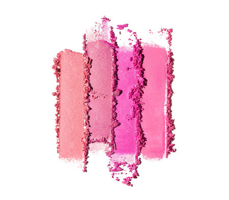 Eye shadow multi colored purple lilac, orange, pink smudge loose white isolated backgroundの写真素材