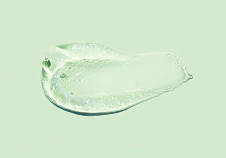 close up of  a cosmetic gel drop on white background with copy spaceの写真素材