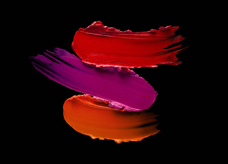 Red purple pink orange lipstick black background texture smudged