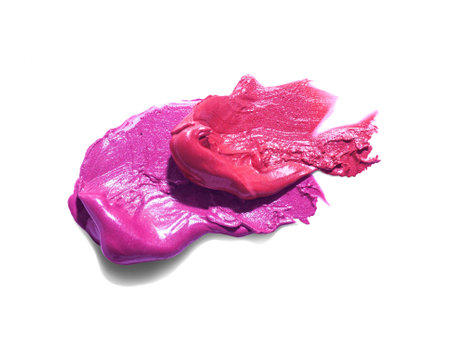 Lipstick satin finish red pink burgundy on a white isolated backgroundの写真素材