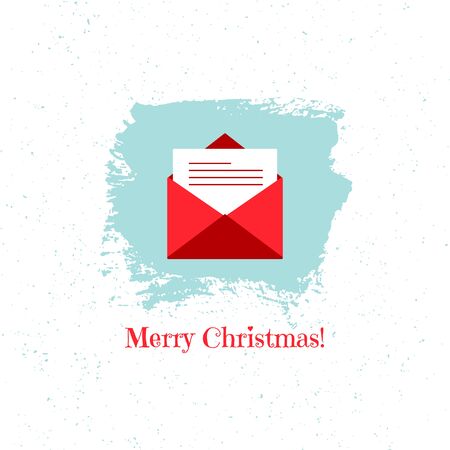 Red envelope on blue background. Vector illustration.のイラスト素材