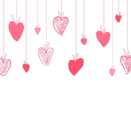 Hand drawn hearts on whiteのイラスト素材