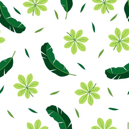 Summer seamless pattern. Tropical leaves. Vector illustration.のイラスト素材