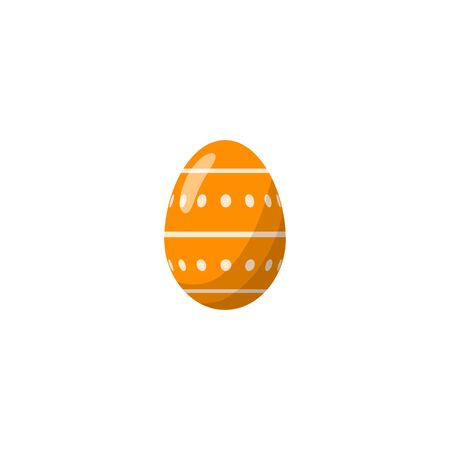 Easter egg with pattern on white background, flat style. Vector isolated illustration with icon of orange egg, clipart. For web, banners, greeting cards, posters, decorating storefront, wrapping.のイラスト素材