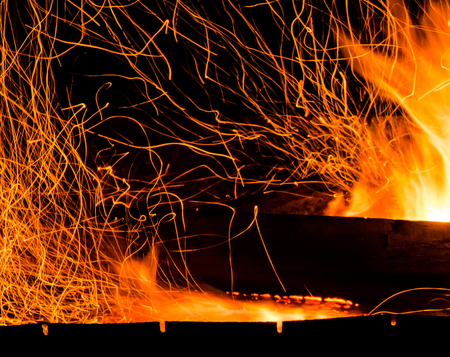 Fire in the fireplaceの写真素材