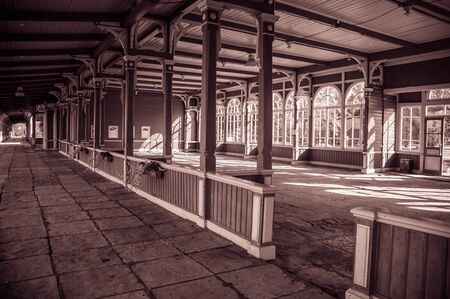 old Train Station in Haapsalu town, Estoniaのeditorial素材
