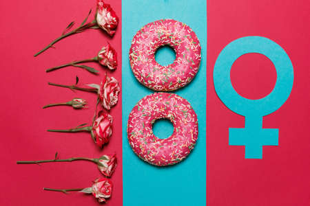 International Women's Day. Postcard for March 8. Flat lay.の写真素材