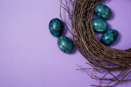 golden easter eggs on a green background