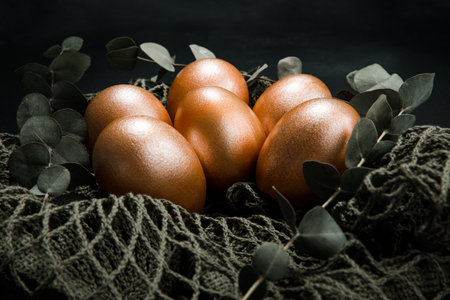 golden easter eggsの写真素材