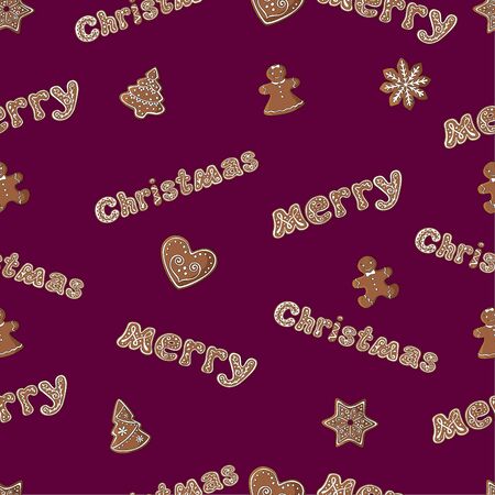 Gingerbread cookie seamless pattern - Merry Christmas. Background.のイラスト素材