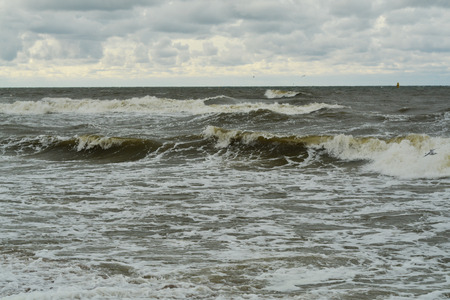 storm on the Baltic Sea, October 2017, Klaipeda, Lithuaniaの写真素材