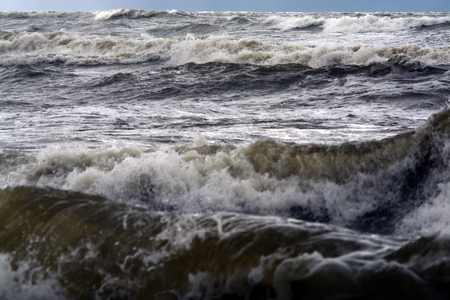 storm on the Baltic Sea, October 2017, Klaipeda, Lithuaniaの写真素材