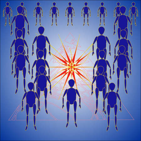 group of people on a dark blue background, abstractionのイラスト素材