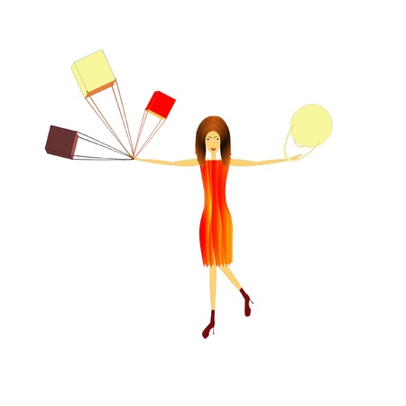 woman with purchases, vectorのイラスト素材