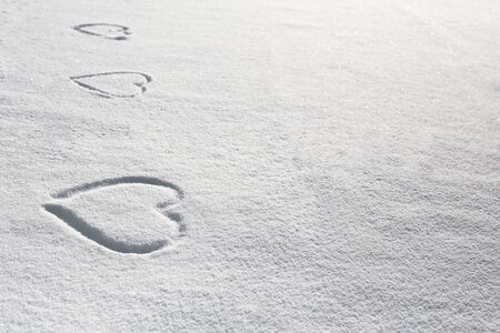 The group of the hearts, painted on the white snow
