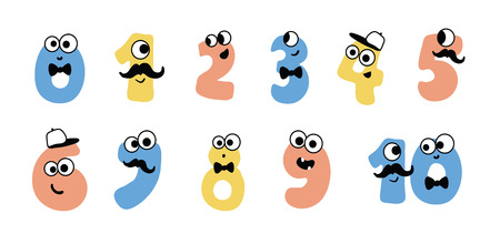 Collection of numerals for kids learning counting or mathematics. Wild monsters for children...
