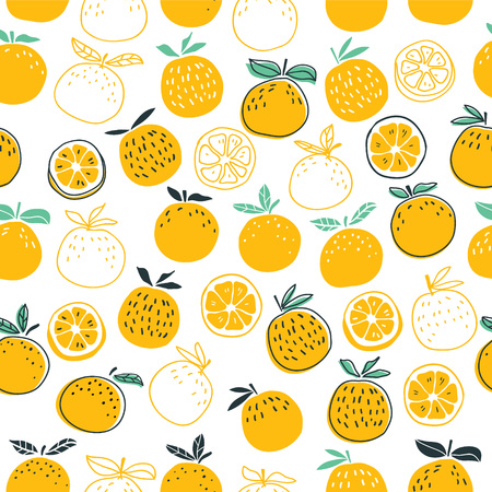 Oranges fruits seamless pattern vector illustration. Summer designのイラスト素材