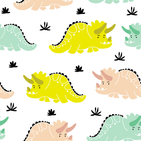 Cute dinosaurs seamless pattern.のイラスト素材
