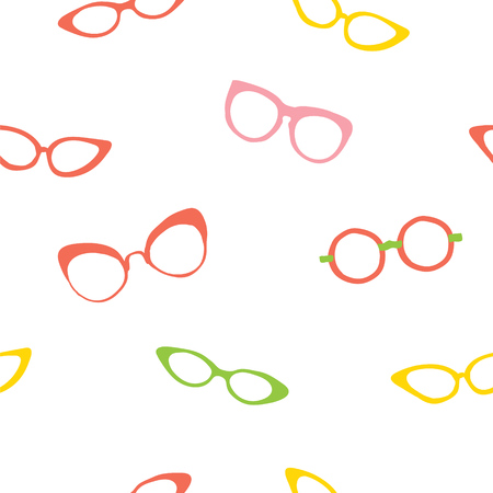 Colorful stylish Sunglasses seamless pattern. Summer background. Fashion glasses wallpaperのイラスト素材