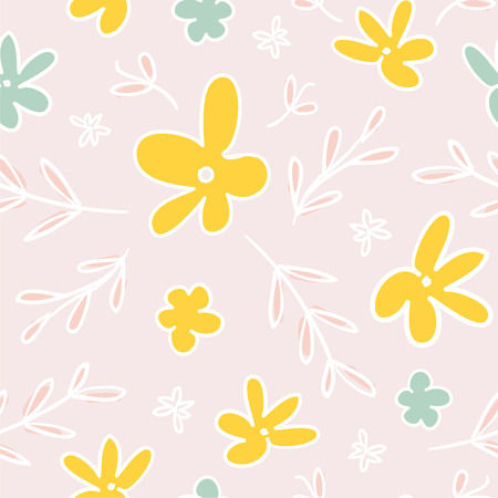 Seamless pattern with decorative flowers in scandinavian style.のイラスト素材