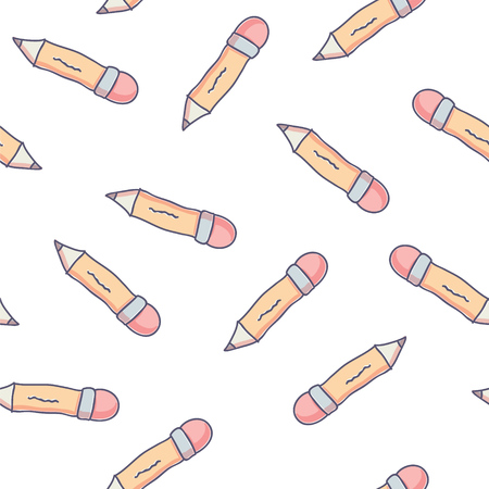 Cute seamless pattern with doodle school pencils. Back to school background. - Vectorのイラスト素材