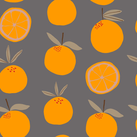 Oranges pattern on dark background.のイラスト素材