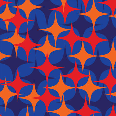 Vector seamless pattern with four corner stars on a blue backgroundのイラスト素材