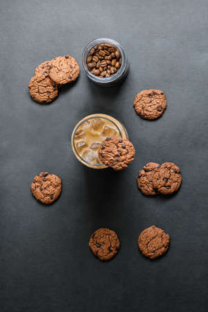 Top view combo Cookies & Coffeeの写真素材