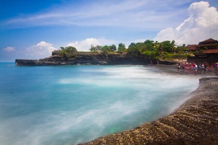 Tanah Lot Bali Indonesia Seascape in Slow Shutter modeの写真素材