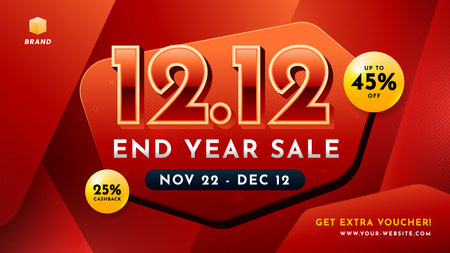 New Year sale banner template design. Discount offer. Vector illustration.のイラスト素材