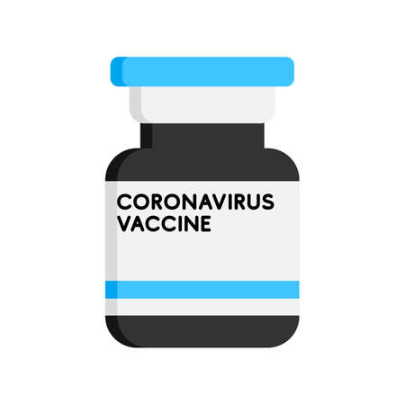 Corona Virus Vaccine and bottle Illustration. Perfect for learning book, info graphics, background, icon,  presentation template and other more product. illustration design flat styleのイラスト素材