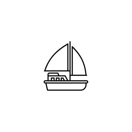 sail boat vector icon. transportation and vehicle icon outline style. perfect use for icon, logo, illustration, website, and more. icon design line styleのイラスト素材