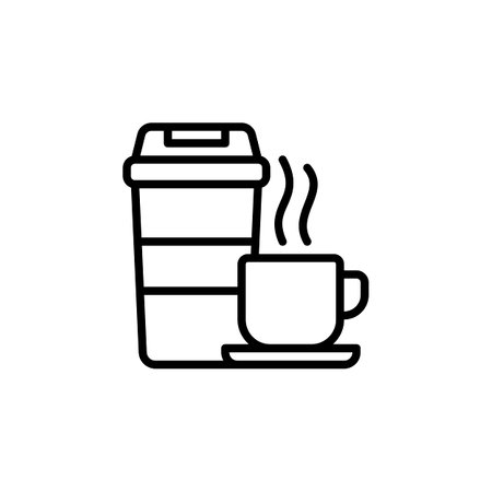 coffee vector icon. office and business icon outline style. perfect use for logo, presentation, website, and more. simple modern icon design line styleのイラスト素材