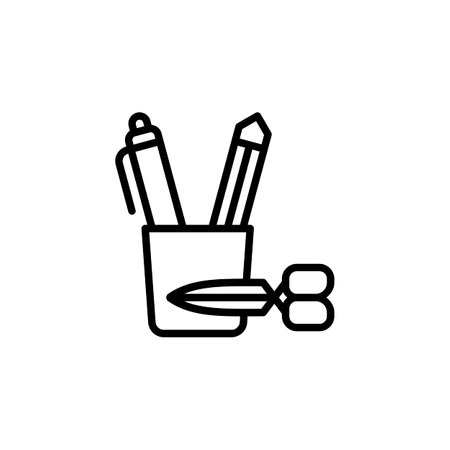 pencil case vector icon. office and business icon outline style. perfect use for logo, presentation, website, and more. simple modern icon design line styleのイラスト素材