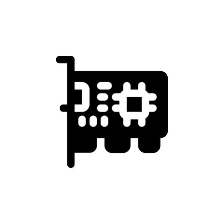 network card vector icon. computer component icon solid style. perfect use for logo, presentation, website, and more. simple modern icon design solid styleのイラスト素材