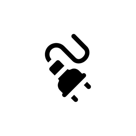 power cable vector icon. computer component icon solid style. perfect use for logo, presentation, website, and more. simple modern icon design solid styleのイラスト素材