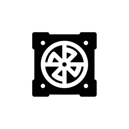 computer fan vector icon. computer component icon solid style. perfect use for logo, presentation, website, and more. simple modern icon design solid styleのイラスト素材