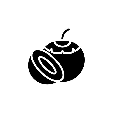 coconut vector icon. fruit icon solid style. perfect use for icon, logo, illustration, website, and more. icon design glyph styleのイラスト素材
