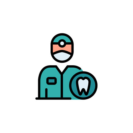 Dentist vector icon. medicine icon color outline style. perfect use for logo, presentation, website, and more. simple modern icon design filled line styleのイラスト素材