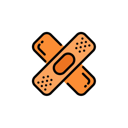 band aid vector icon. medicine icon color outline style. perfect use for logo, presentation, website, and more. simple modern icon design filled line styleのイラスト素材