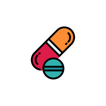 Capsule vector icon. medicine icon color outline style. perfect use for logo, presentation, website, and more. simple modern icon design filled line styleのイラスト素材