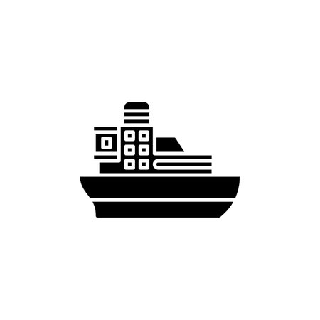 ferry vector icon. transportation and vehicle icon solid style. perfect use for icon, logo, illustration, website, and more. icon design solid styleのイラスト素材