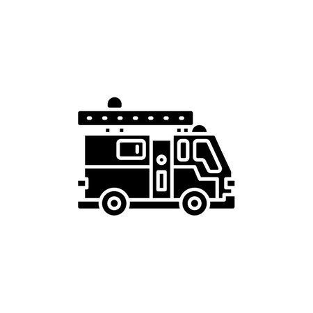 firetruck vector icon. transportation and vehicle icon solid style. perfect use for icon, logo, illustration, website, and more. icon design solid styleのイラスト素材